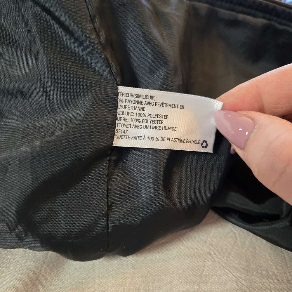 Xhilaration Black Faux Leather Bomber Jacket with Quilted Sleeves - Picture 6 of 6